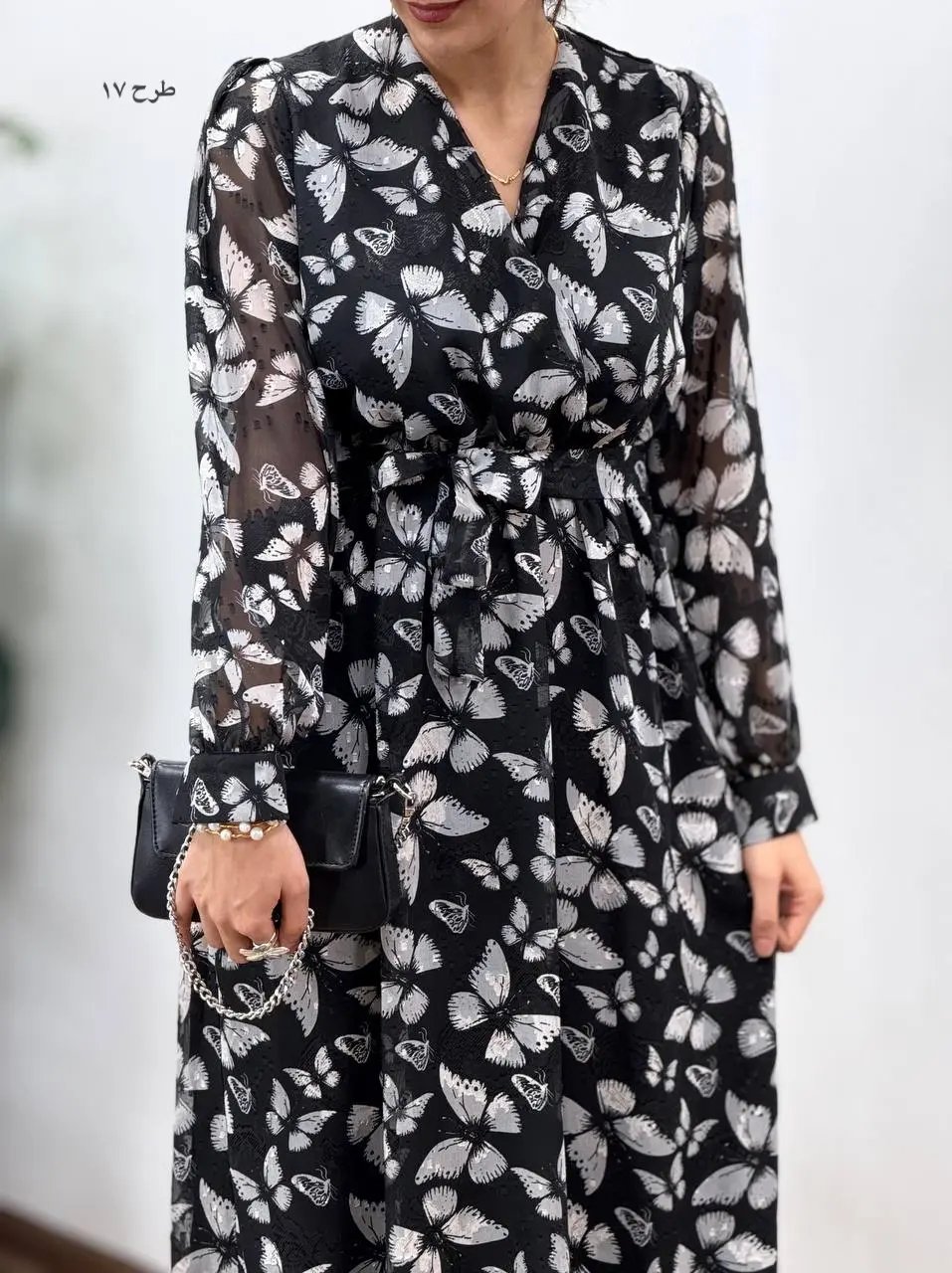 پیراهن بلند حریر آستردار آوا کد 5036